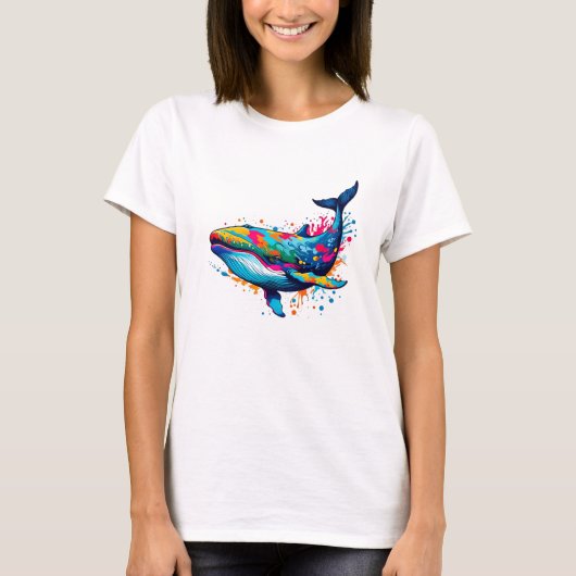 Lebhafter Spritzer  Whale Pop Kunst, Dichtung und  T-Shirt (Vorderseite)