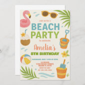 Lebhafter Strandurlaub für Kinder Einladung (Vorne/Hinten)