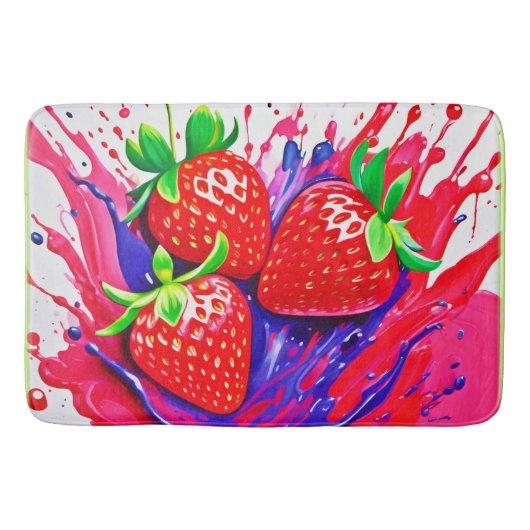 Lebhafter Strawberry Splash Badematte (Vorderseite)