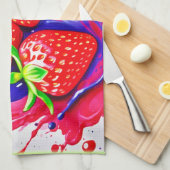 Lebhafter Strawberry Splash Geschirrtuch (Viertel Falte)