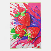 Lebhafter Strawberry Splash Geschirrtuch (Vertikal)