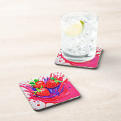 Lebhafter Strawberry Splash Getränkeuntersetzer (Rechte Seite)