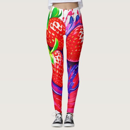 Lebhafter Strawberry Splash Leggings (Vorderseite)