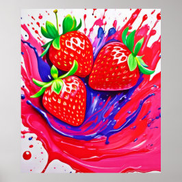 Lebhafter Strawberry Splash Poster