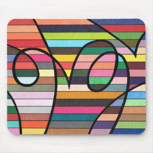 Lebhafter Streifen Abstrakt mit fett schwarzen Wir Mousepad (Vorne)