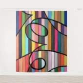 Lebhafter Streifen Abstrakt mit fett schwarzen Wir Wandteppich (Vorderseite)