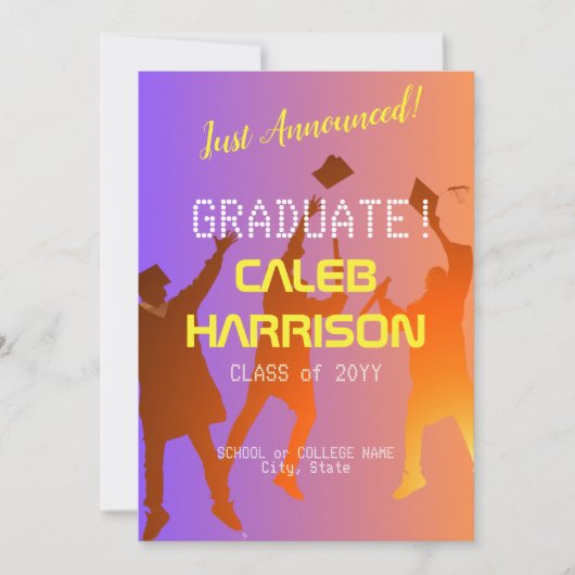 Lebhafter Sunset Modern Tech Abschluss Ankündigung (Vorderseite)