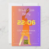 Lebhafter Sunset Modern Tech Abschluss Einladung (Rückseite)