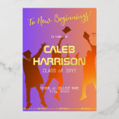 Lebhafter Sunset Modern Tech Abschluss Folieneinladung (Vorderseite)