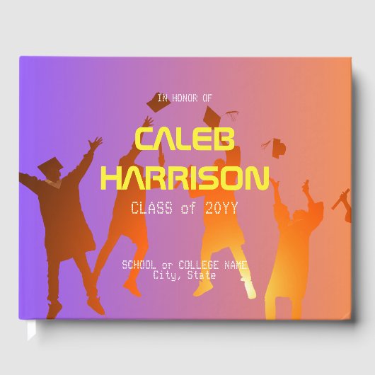 Lebhafter Sunset Modern Tech Abschluss Gästebuch (Vorderseite)