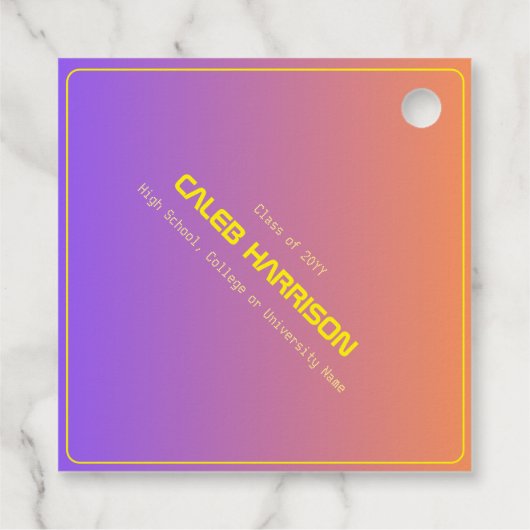 Lebhafter Sunset Modern Tech Abschluss Geschenkanhänger (Rückseite)