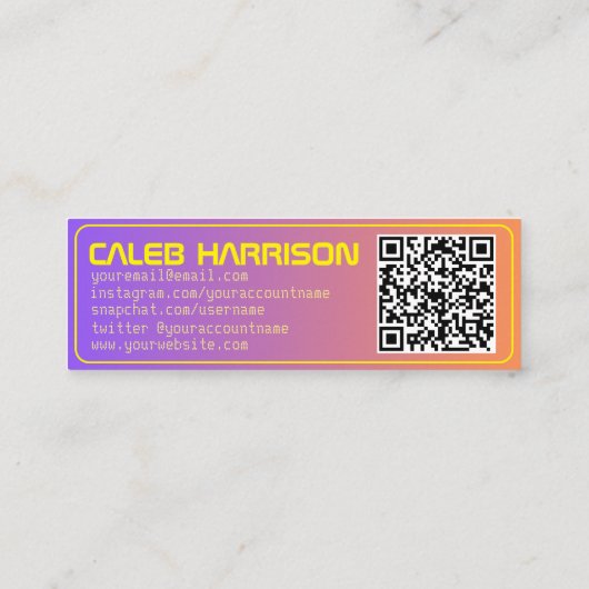 Lebhafter Sunset Modern Tech Abschluss Mini Visitenkarte (Rückseite)