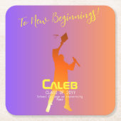 Lebhafter Sunset Modern Tech Abschluss Rechteckiger Pappuntersetzer (Vorderseite)