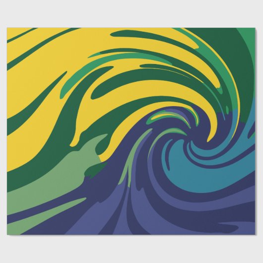 Lebhafter Swirl aus Grün, Gelb und Blau Geschenkpapier (Flach)