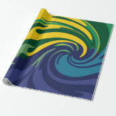 Lebhafter Swirl aus Grün, Gelb und Blau Geschenkpapier (Ungerollt)
