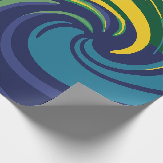 Lebhafter Swirl aus Grün, Gelb und Blau Geschenkpapier (Ecke)