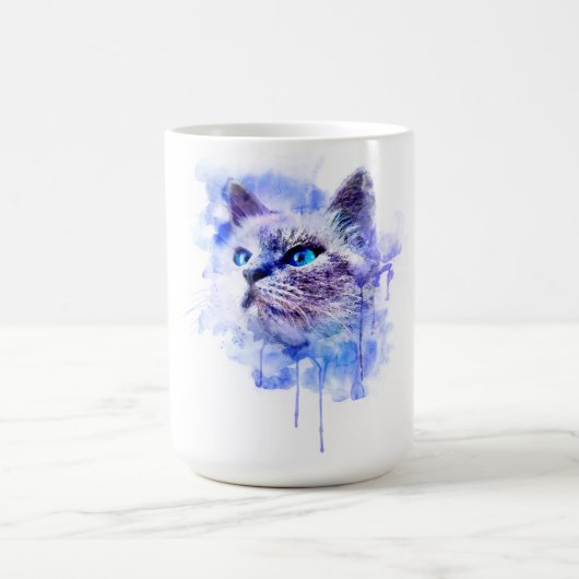 Lebhafter T - Shirt für Wasserfarben-Katze Kaffeetasse (Mittel)