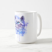 Lebhafter T - Shirt für Wasserfarben-Katze Kaffeetasse (VorderseiteRechts)
