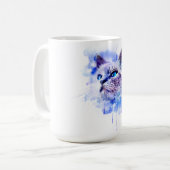 Lebhafter T - Shirt für Wasserfarben-Katze Kaffeetasse (Vorderseite Links)