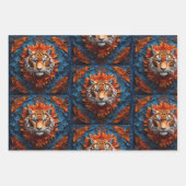 Lebhafter Tiger mit Blumenmotiven Geschenkpapier Set (Vorderseite 3)