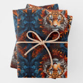 Lebhafter Tiger mit Blumenmotiven Geschenkpapier Set (Beispiel)