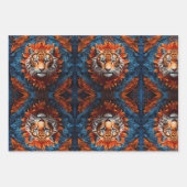 Lebhafter Tiger mit Blumenmotiven Geschenkpapier Set (Vorderseite)