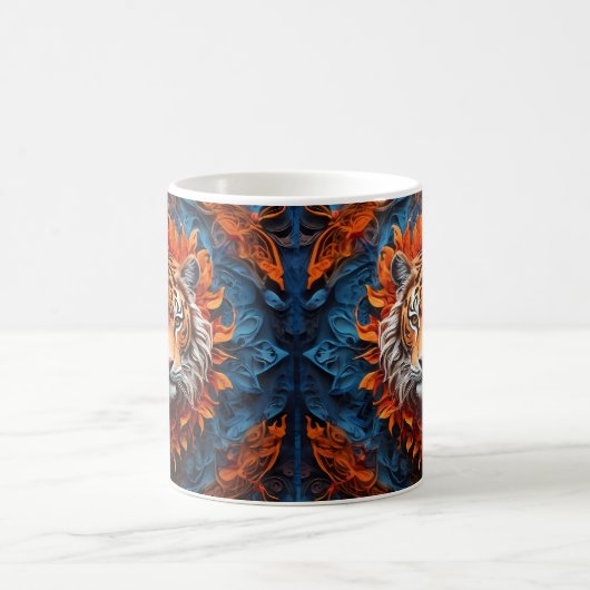 Lebhafter Tiger mit Blumenmotiven Kaffeetasse (Mittel)