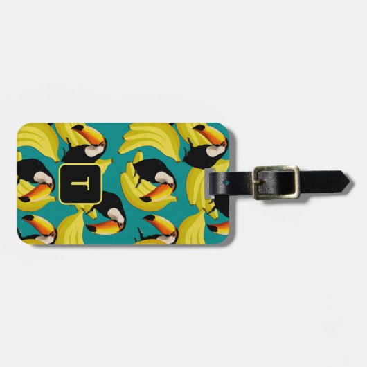 Lebhafter Toucan Banana Fun Spielend tropisches Re Gepäckanhänger (Vorderseite horizontal)