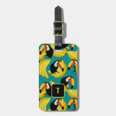 Lebhafter Toucan Banana Fun Spielend tropisches Re Gepäckanhänger (Vorderseite vertikal)