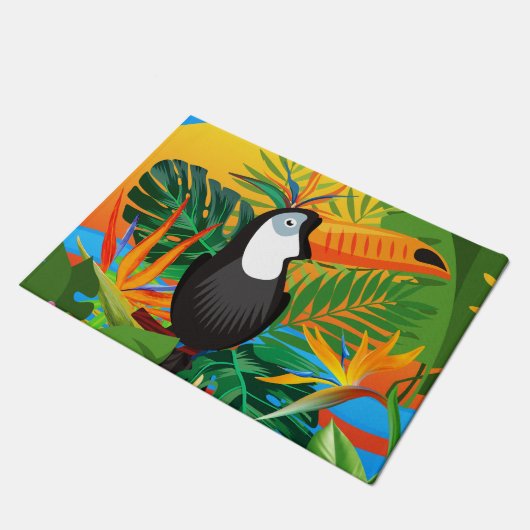 Lebhafter Toucan Tropical Rainforest Doormat Fußmatte (Schrägansicht)