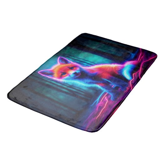 Lebhafter träumartiger Fuchs mit elektrischen Farb Badematte (Schrägansicht)