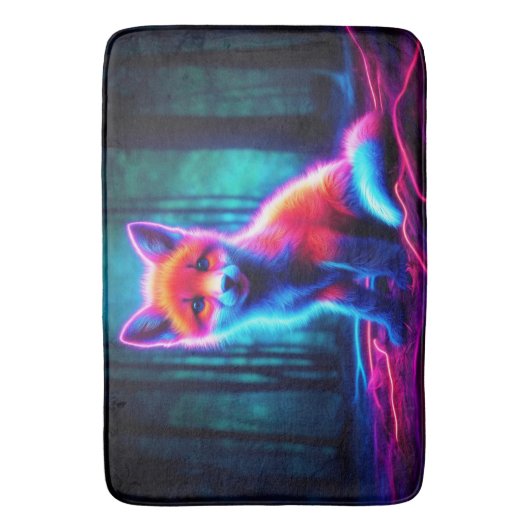 Lebhafter träumartiger Fuchs mit elektrischen Farb Badematte (Vorderseite Vertikal)
