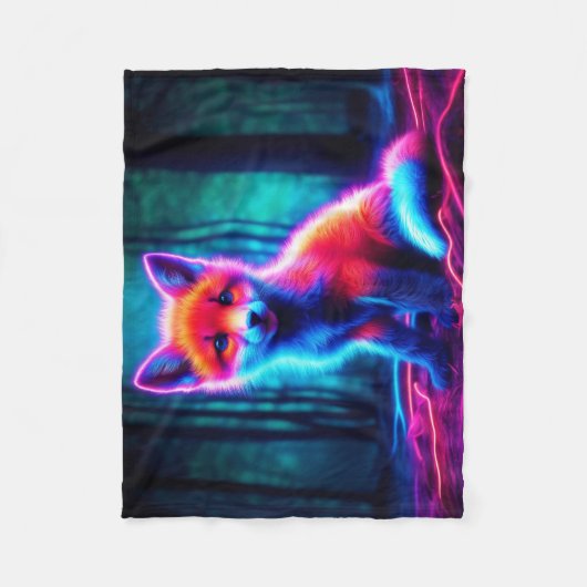 Lebhafter träumartiger Fuchs mit elektrischen Farb Fleecedecke (Vorderseite)