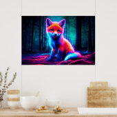 Lebhafter träumartiger Fuchs mit elektrischen Farb Poster (Küche)