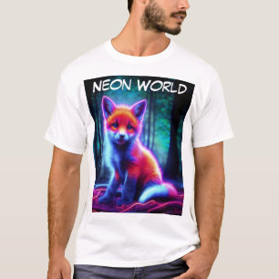 Lebhafter träumartiger Fuchs mit elektrischen Farb T-Shirt