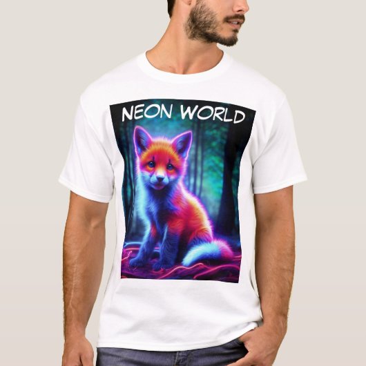 Lebhafter träumartiger Fuchs mit elektrischen Farb T-Shirt (Vorderseite)