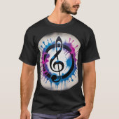 Lebhafter Treble Clef mit Tinten-Spritzern T-Shirt (Vorderseite)
