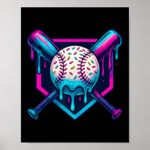 Lebhafter Tropfen für Eis-Creme Baseball Poster