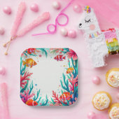 Lebhafter tropischer Fischkorallenmeer | Farbenfro Pappteller (Party)