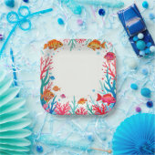 Lebhafter tropischer Fischkorallenmeer | Farbenfro Pappteller (Party)