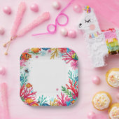 Lebhafter tropischer Fischkorallenmeer | Farbenfro Pappteller (Party)