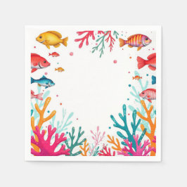 Lebhafter tropischer Fischkorallenmeer | Farbenfro Serviette