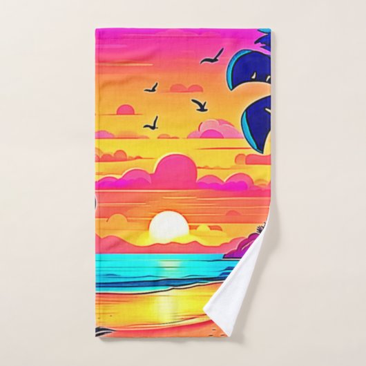 Lebhafter tropischer Sonnenuntergang Badhandtuch Set (Handtuch)