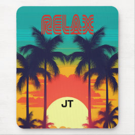 Lebhafter tropischer Sonnenuntergang Retro-80er Mousepad