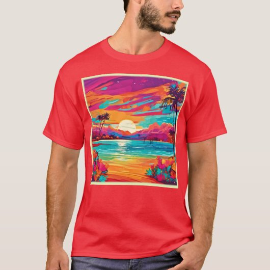 Lebhafter tropischer Sonnenuntergang T-Shirt (Vorderseite)