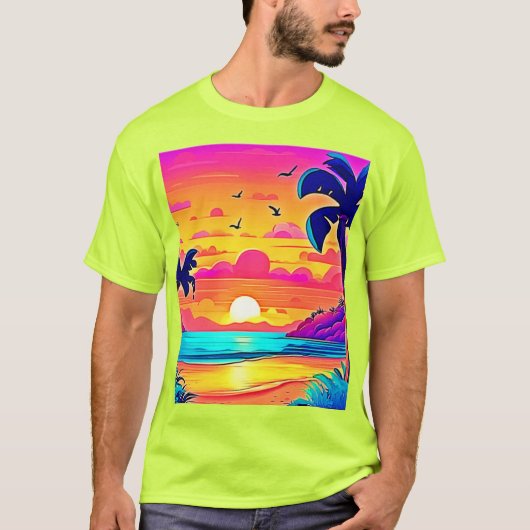 Lebhafter tropischer Sonnenuntergang T-Shirt (Vorderseite)