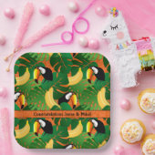 Lebhafter tropischer Touch-Spaß Bright Banana Fies Pappteller (Party)