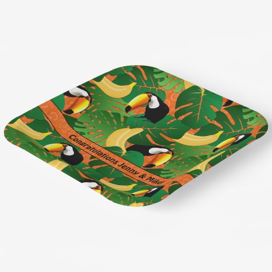 Lebhafter tropischer Touch-Spaß Bright Banana Fies Pappteller (Gewinkelt)