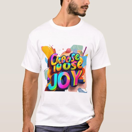 "Lebhafter Typografie-T - Shirt - Wählen Sie Joy F (Vorderseite)