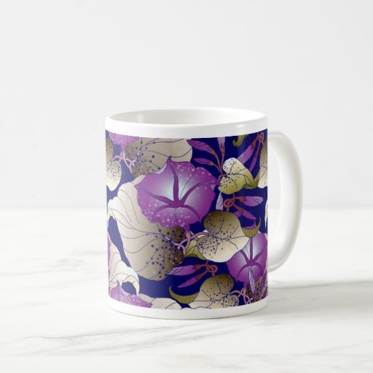 Lebhafter und eleganter floraler Muster - Hintergr Kaffeetasse (VorderseiteRechts)